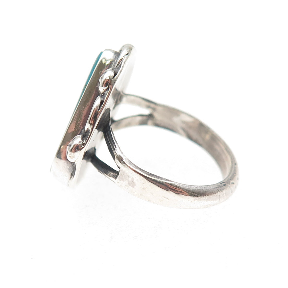 Old Pawn 925 Sterling Silver Vintage Southwestern Turquoise Tribal Ring Size 5.5