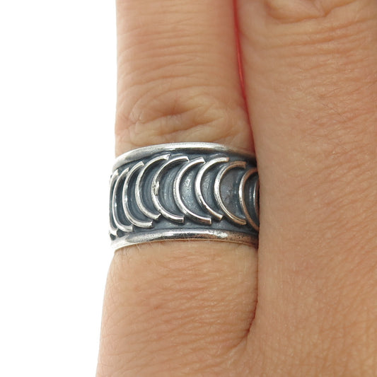 925 Sterling Silver Vintage Mexico Rolo Link Band Oxidized Ring Size 4.5
