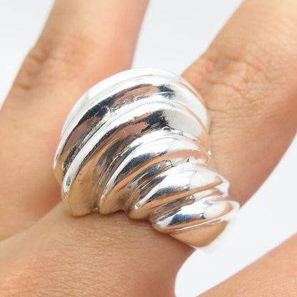 925 Sterling Silver Vintage Ribbed Ring Size 6.5