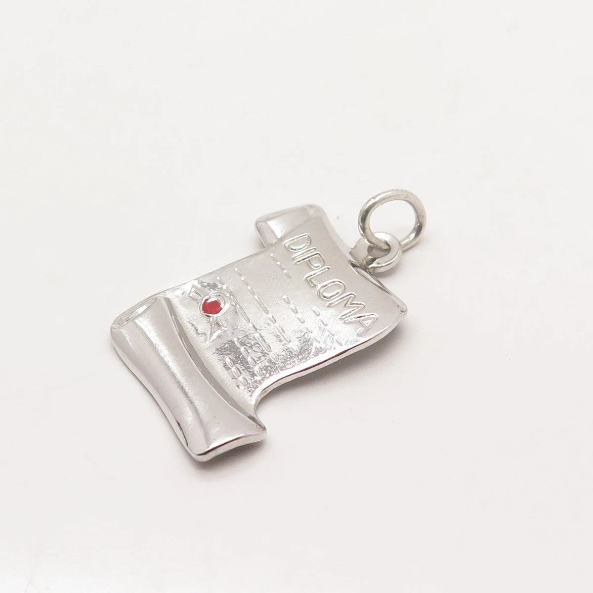 925 Sterling Silver Vintage Enamel "Diploma" Pendant