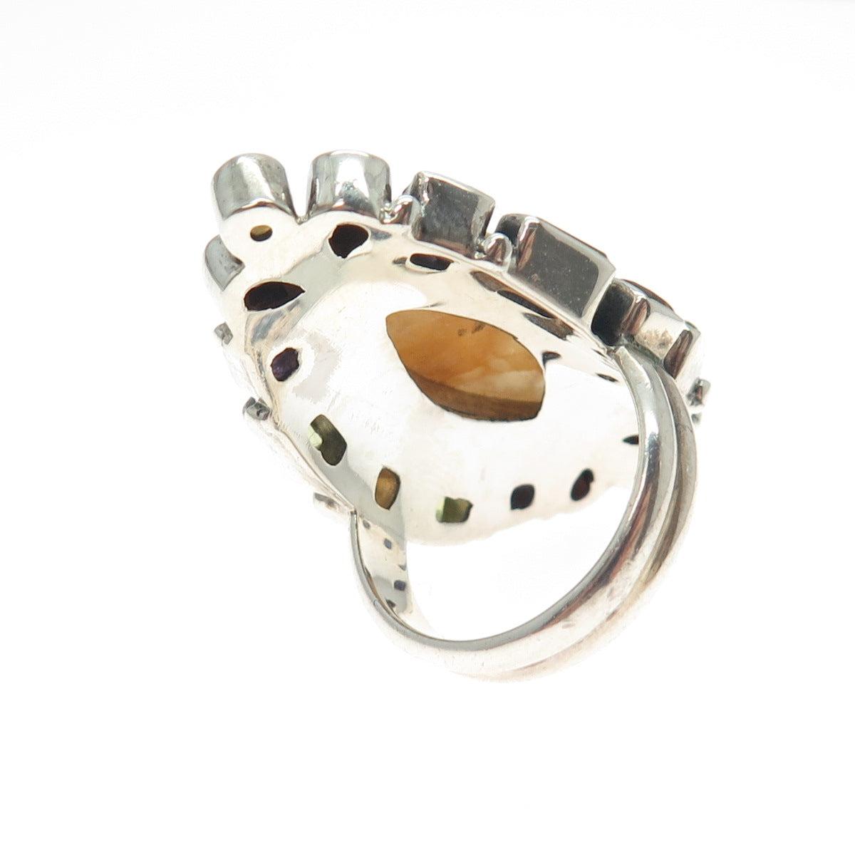 NICKY BUTLER 925 Sterling Vintage Quartz Citrine Amethyst Peridot Ring Size 6.25