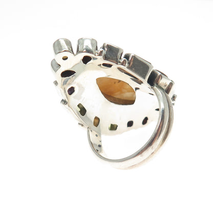 NICKY BUTLER 925 Sterling Vintage Quartz Citrine Amethyst Peridot Ring Size 6.25