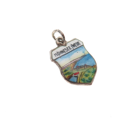 Fritz Reu & Co. 800 Silver Vintage Enamel Mohne Reservoir Mini Charm Pendant