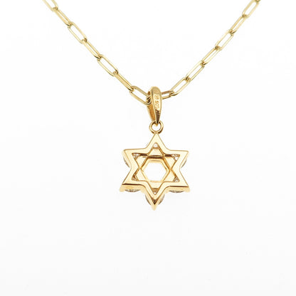 KEY STAR Sterling Silver Gold Plated Italy C Z Star of David Chain Necklace 18"