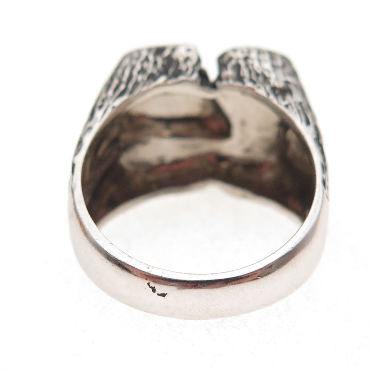 925 Sterling Silver Vintage Modernist Oxidized Ring Size 9.75