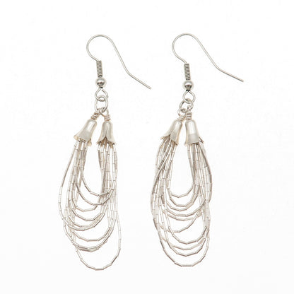 Old Pawn 925 Sterling Silver Vintage Southwestern Liquid Chain Dangle Earrings