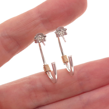 925 Sterling Silver Gold Filled Vintage Hoop Earrings
