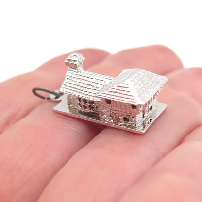 Spencer Co. 925 Sterling Silver Vintage House 3D Mini Charm Pendant