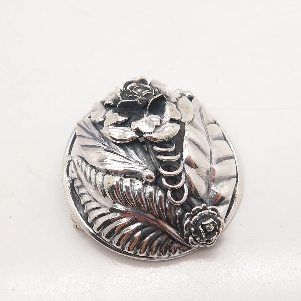 925 Sterling Silver Vintage Floral Leaf Pin Brooch