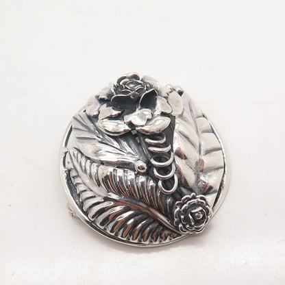 925 Sterling Silver Vintage Floral Leaf Pin Brooch