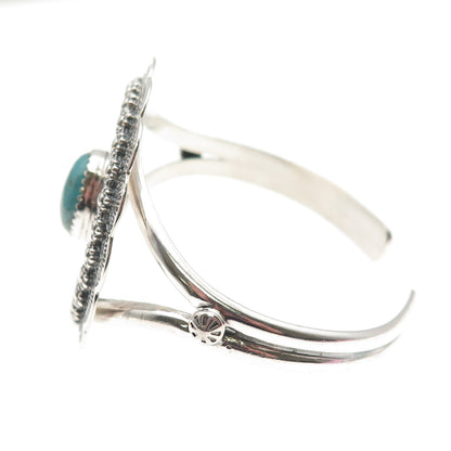 Shube Old Pawn 925 Sterling Vintage Turquoise Concho Adjustable Bracelet 6.25"