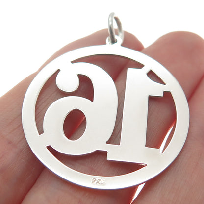 925 Sterling Silver Vintage Lucky Number "16" Round Pendant
