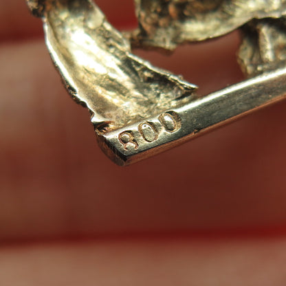800 Silver Gold Plated Antique European Battle Scene Pin Brooch