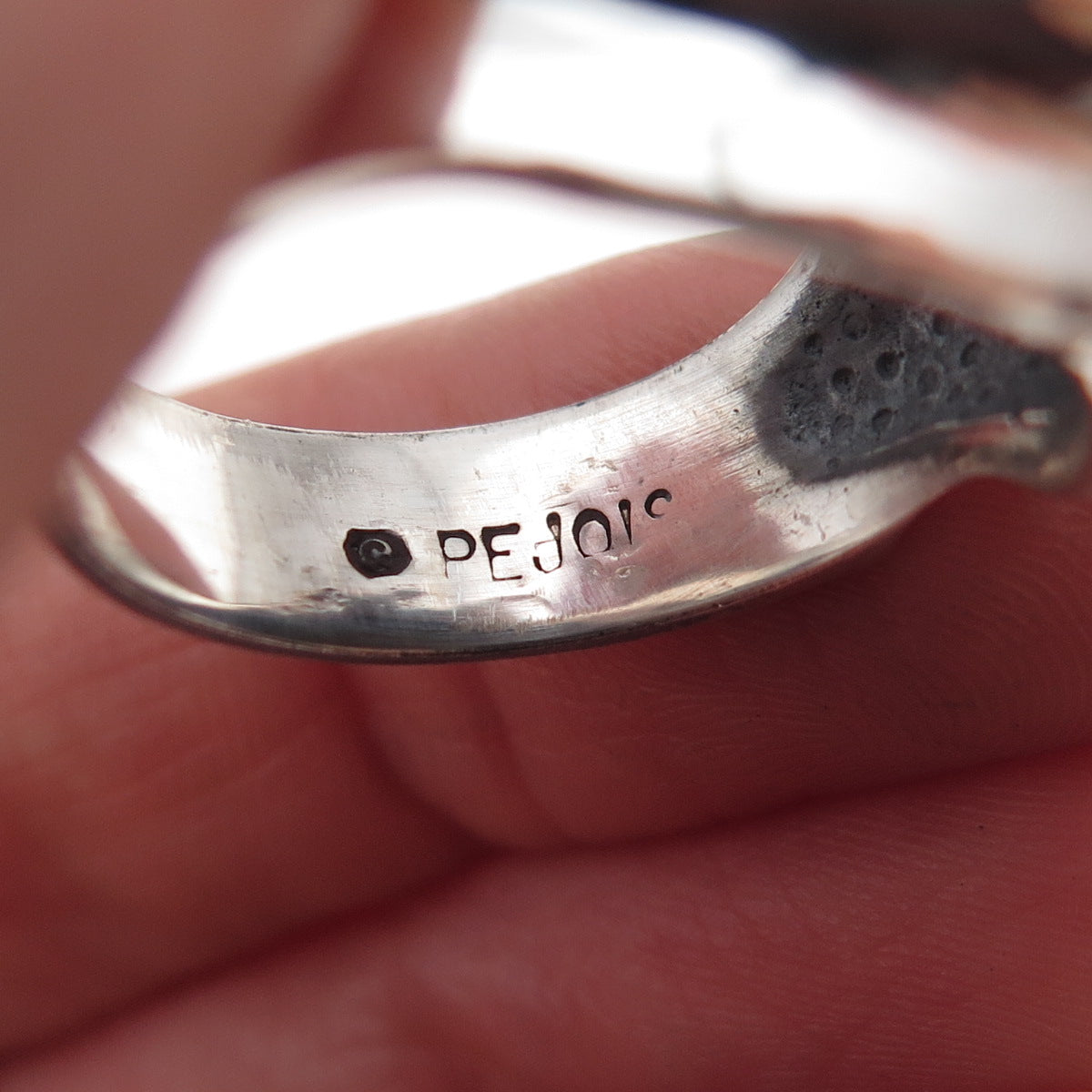 Pejois 925 Sterling Silver Vintage Modernist Oxidized Ring Size 8.25