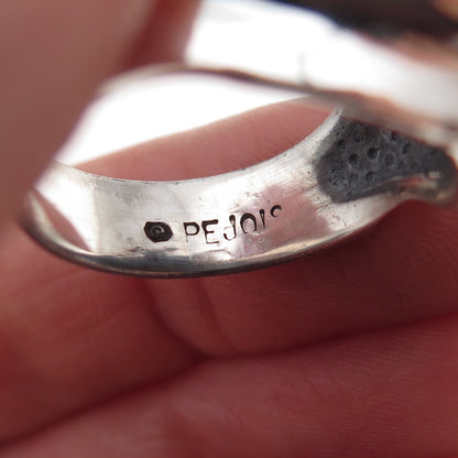 Pejois 925 Sterling Silver Vintage Modernist Oxidized Ring Size 8.25