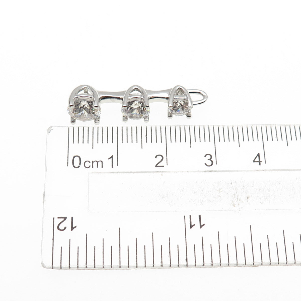 925 Sterling Silver Round-Cut Graduated C Z Charm Pendant