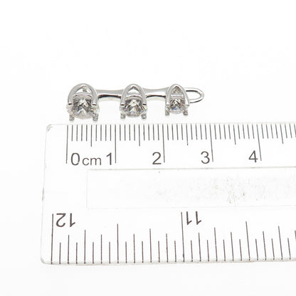 925 Sterling Silver Round-Cut Graduated C Z Charm Pendant