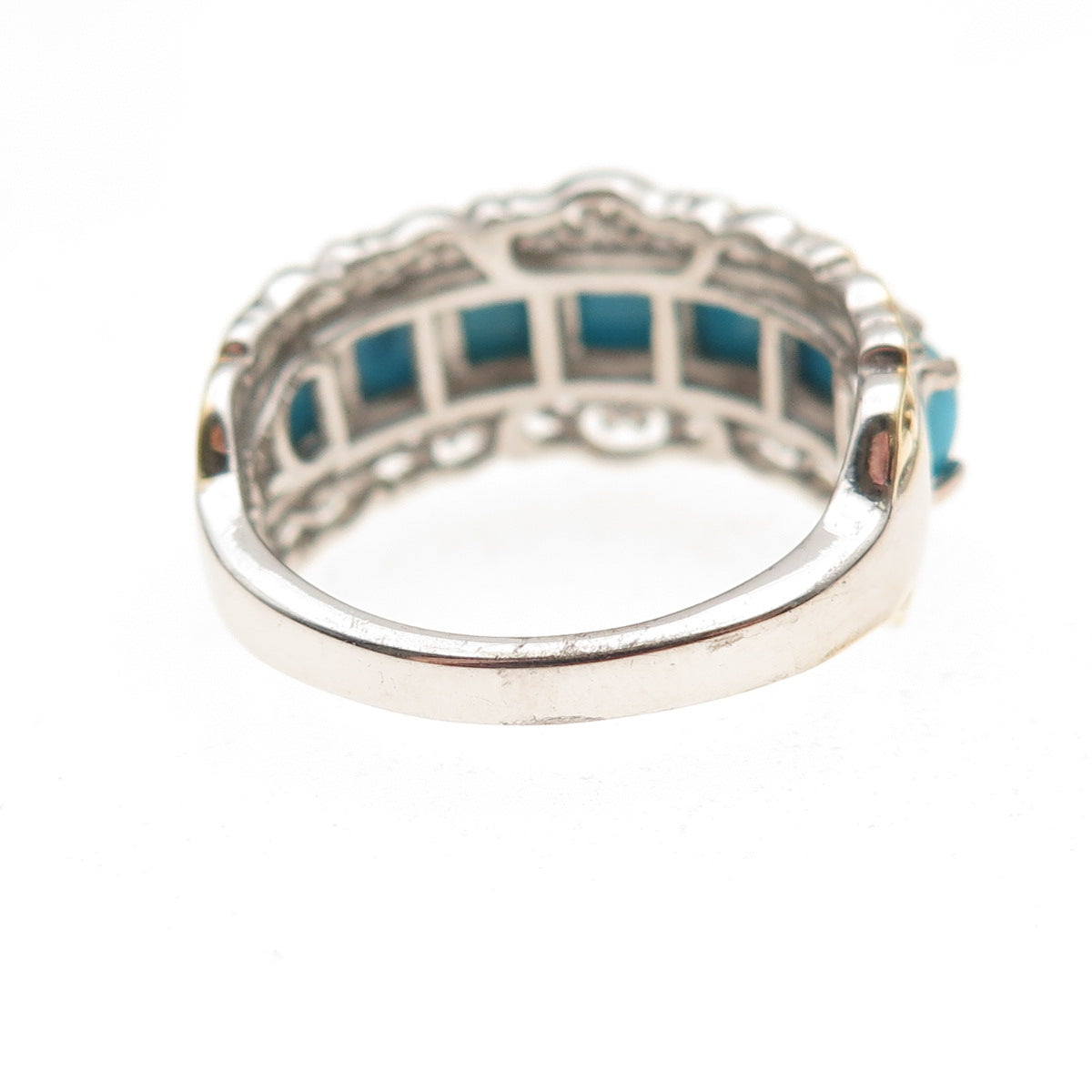 Chuck Clemency 925 Sterling 2-Tone Real Sleeping Beauty Turquoise Ring Size 8.25