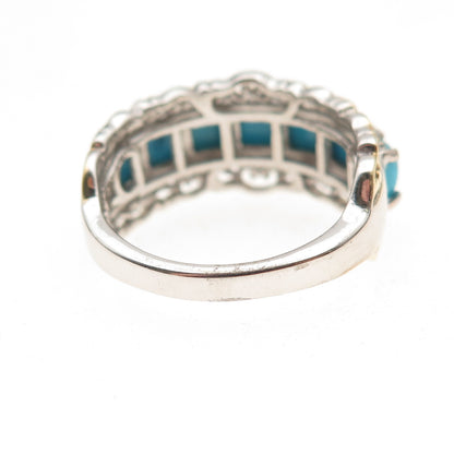 Chuck Clemency 925 Sterling 2-Tone Real Sleeping Beauty Turquoise Ring Size 8.25