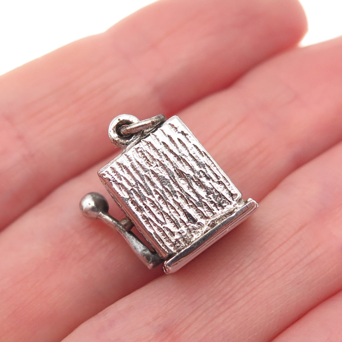 925 Sterling Silver Antique Art Deco Casino Slot Machine 3D Mini Charm Pendant