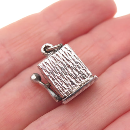 925 Sterling Silver Antique Art Deco Casino Slot Machine 3D Mini Charm Pendant
