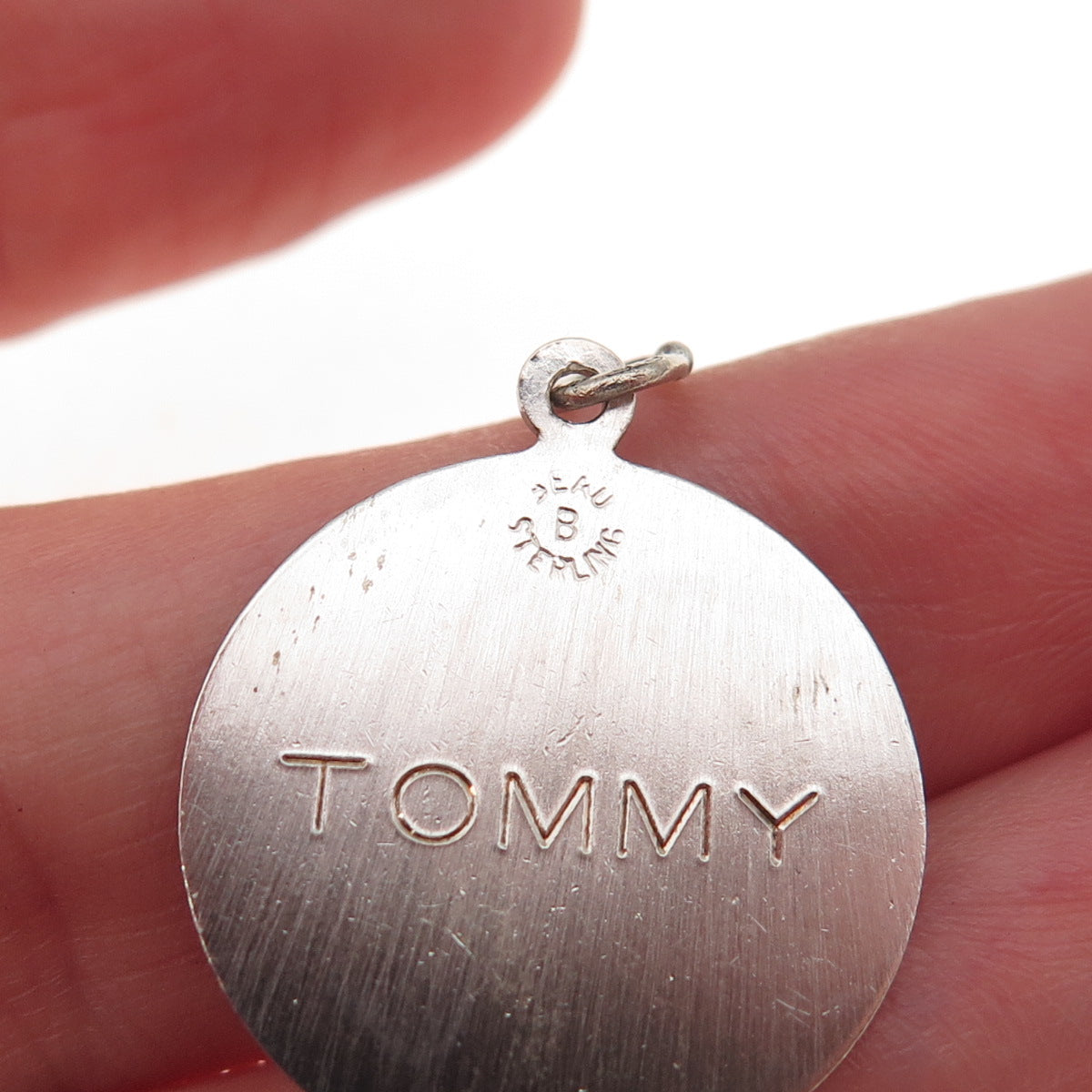 Beau 925 Sterling Silver Vintage Enamel Happy Birthday Tommy Charm Pendant