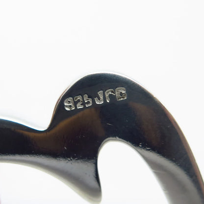 925 Sterling Silver Vintage Modernist Half Heart Pin Brooch