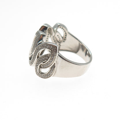 925 Sterling Silver Round-Cut C Z Interlocked Link Ring Size 9.25