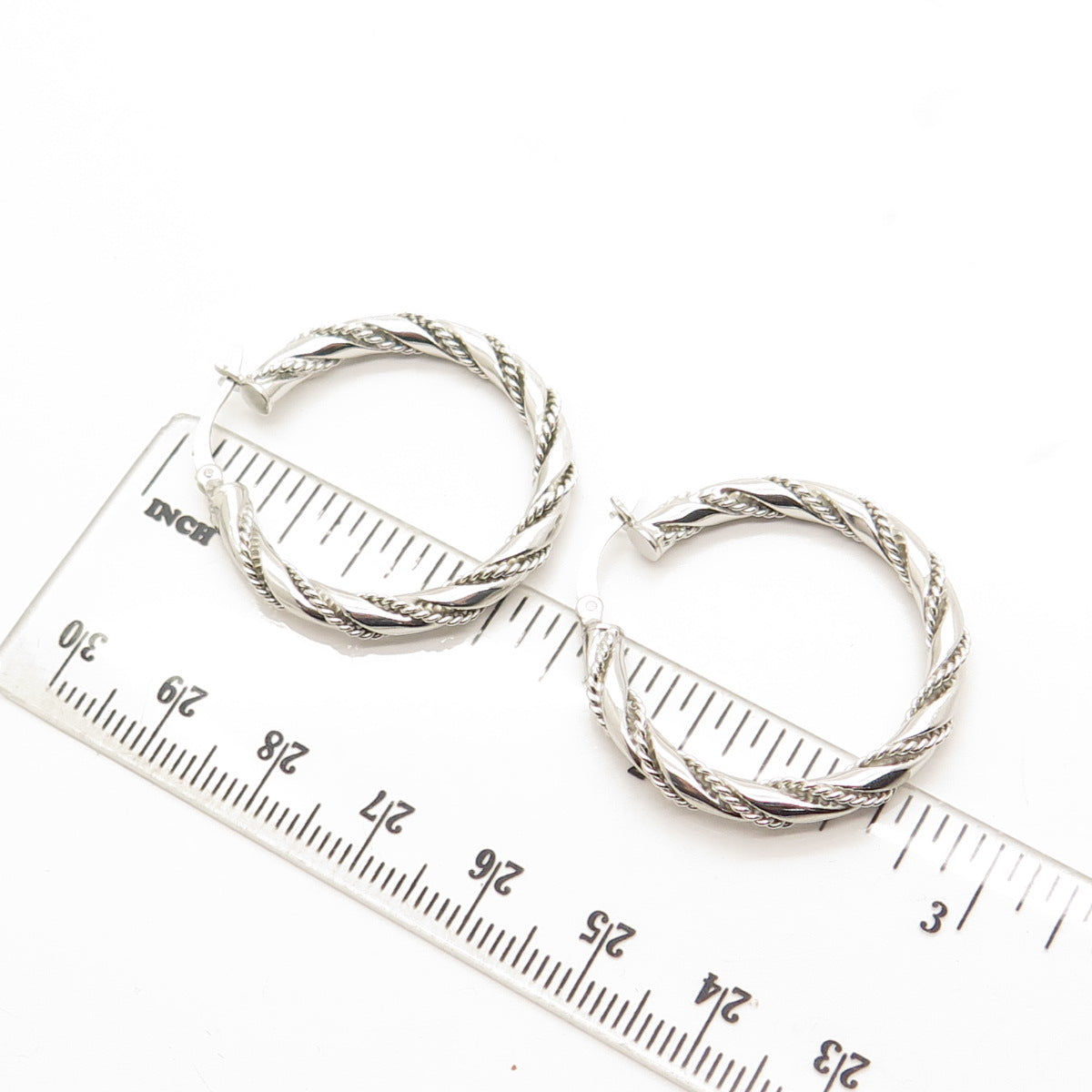 HANIN 925 Sterling Silver Twisted Hinged Hoop Earrings