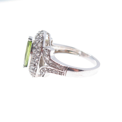 JANE SEYMOUR 925 Sterling Silver Real Peridot & White Topaz Ring Size 6.75