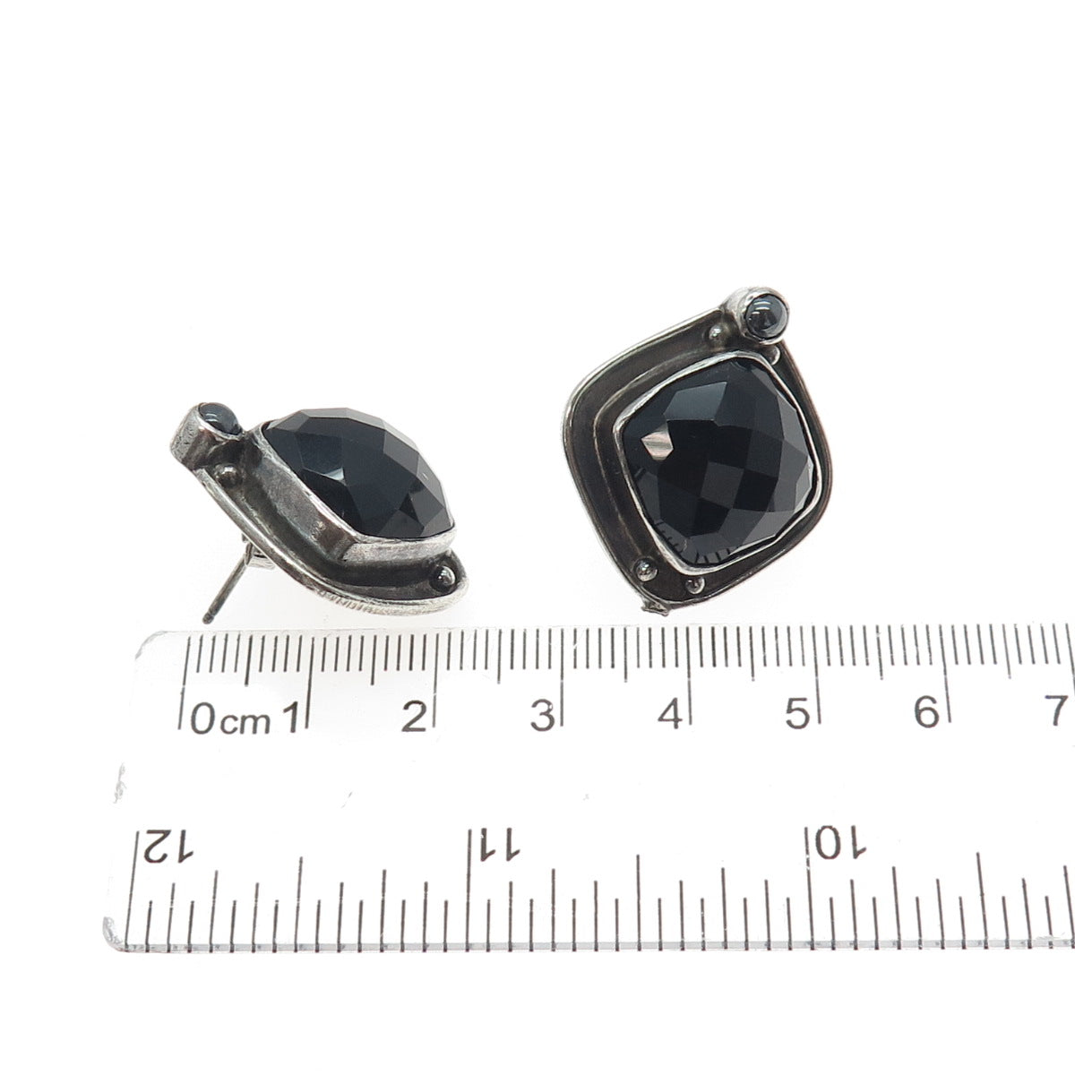 ECHO OF THE DREAMER Sterling Vintage Real Black Onyx Hematite Oxidized Earrings
