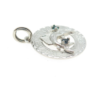 CREA Sterling Silver Antique Art Deco Rhinestone Treasure Cay Bahamas Pendant