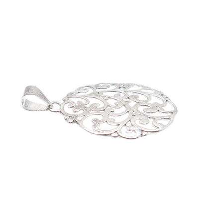 925 Sterling Silver Vintage ATI Swirl Ornate Oxidized Pendant