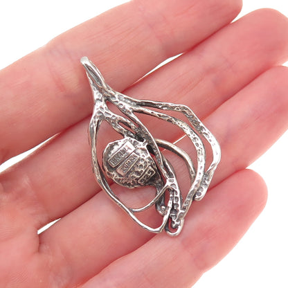 Zuman 925 Sterling Silver Vintage Israel Real Pearl Modernist Charm Pendant