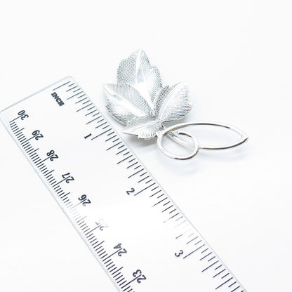 925 Sterling Silver Vintage BEAU Textured Leaf Pin Brooch