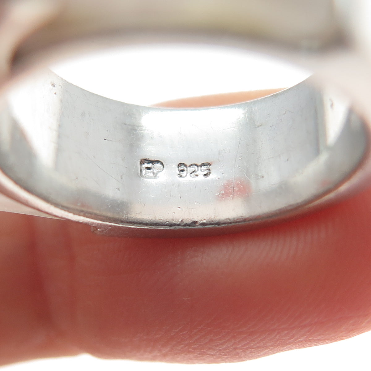 925 Sterling Silver Vintage Real Rose Quartz Modernist Ring Size 6.25