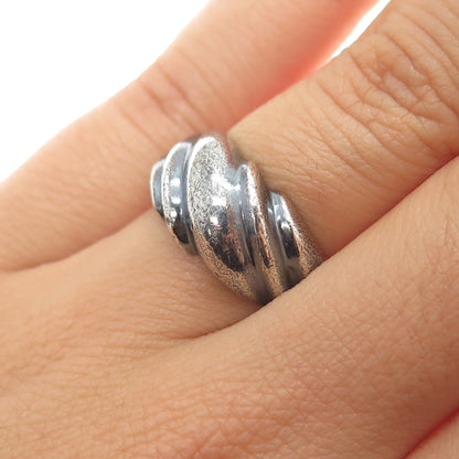 925 Sterling Silver Vintage Italy Modernist Oxidized Ring Size 6.5