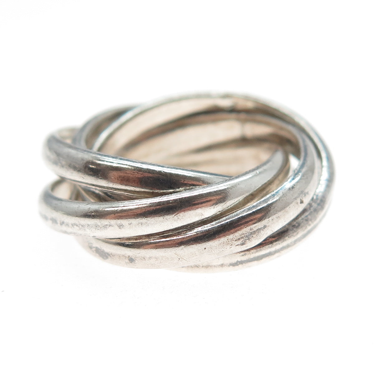 925 Sterling Silver Vintage Mexico Interlocked Multi-Band Ring Size 5.5