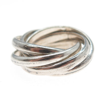 925 Sterling Silver Vintage Mexico Interlocked Multi-Band Ring Size 5.5