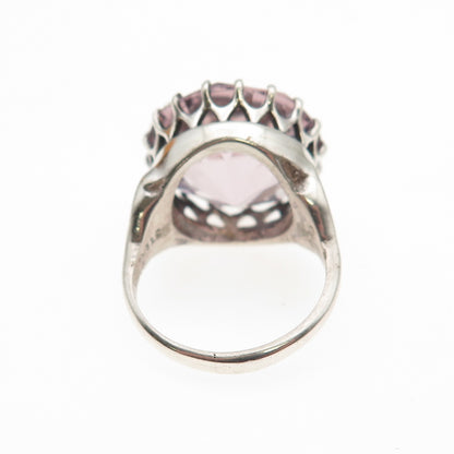 Dolan & Bullock 925 Sterling Antique Art Deco Lavender Rhinestone Ring Size 4.5