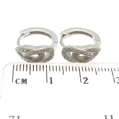 925 Sterling Silver Round-Cut C Z Interlocked Hoop Earrings