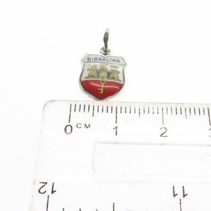 FRITZ REU & CO. 800 Silver Vintage Enamel Gibraltar Minimalist Charm Pendant