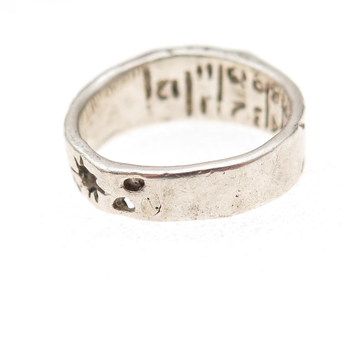 925 Sterling Silver Vintage Carpe Diem Oxidized Ring Size 7.5