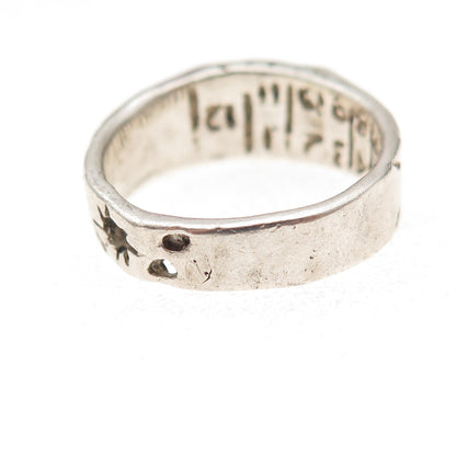 925 Sterling Silver Vintage Carpe Diem Oxidized Ring Size 7.5