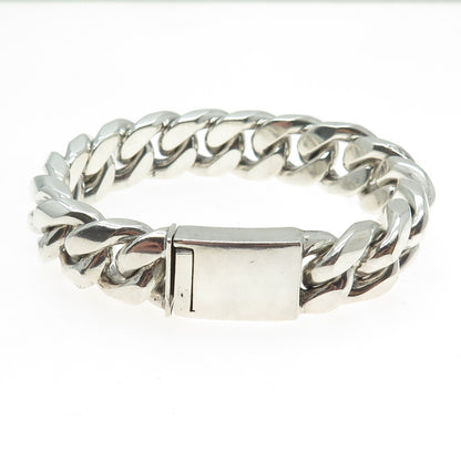 925 Sterling Silver Vintage Solid 97.7g Miami Cuban Link Bracelet 6.5"