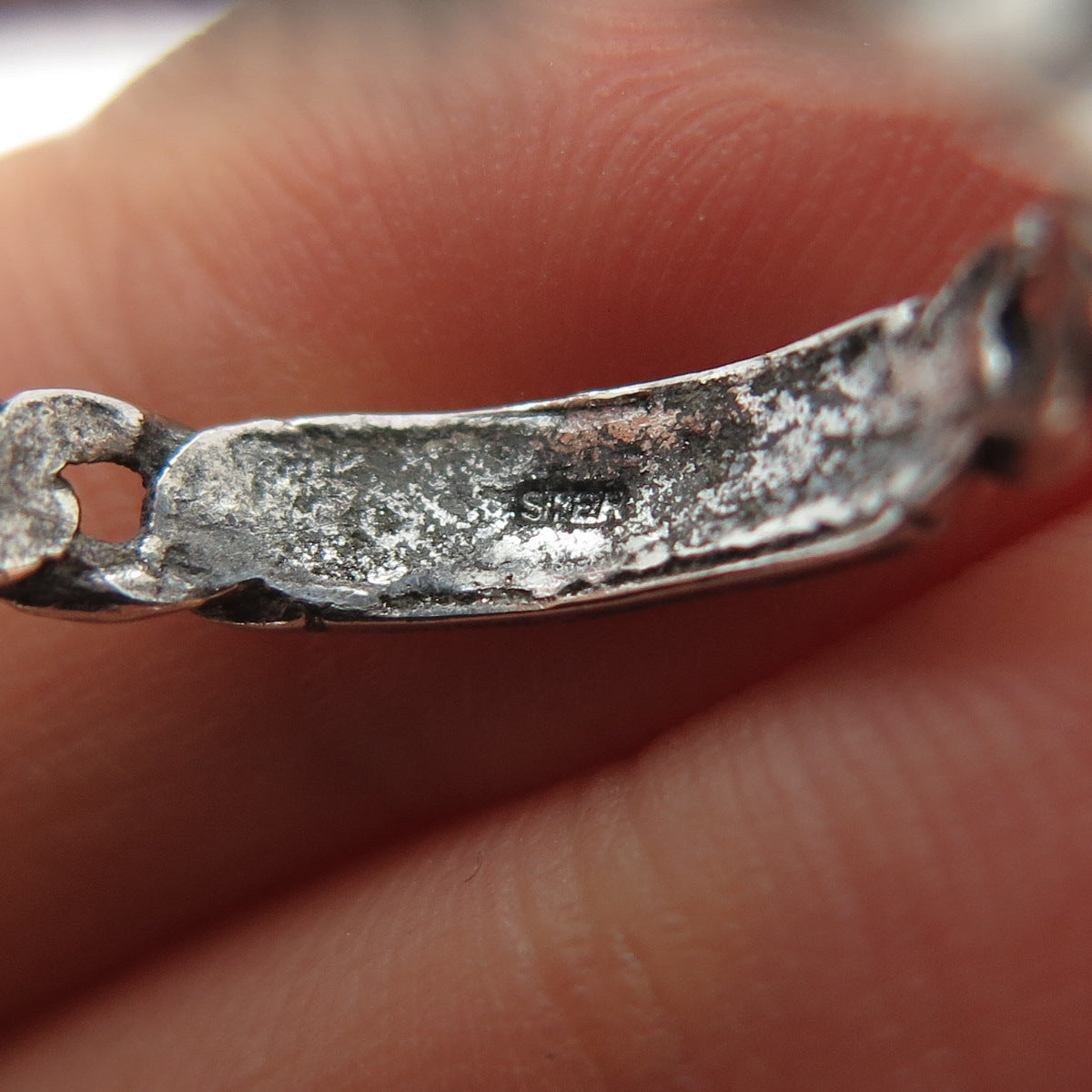 925 Sterling Silver Vintage Love Oxidized Cuban Link Ring Size 7.75