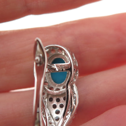 925 Sterling Silver Real Sleeping Beauty Turquoise Apatite White Topaz Earrings