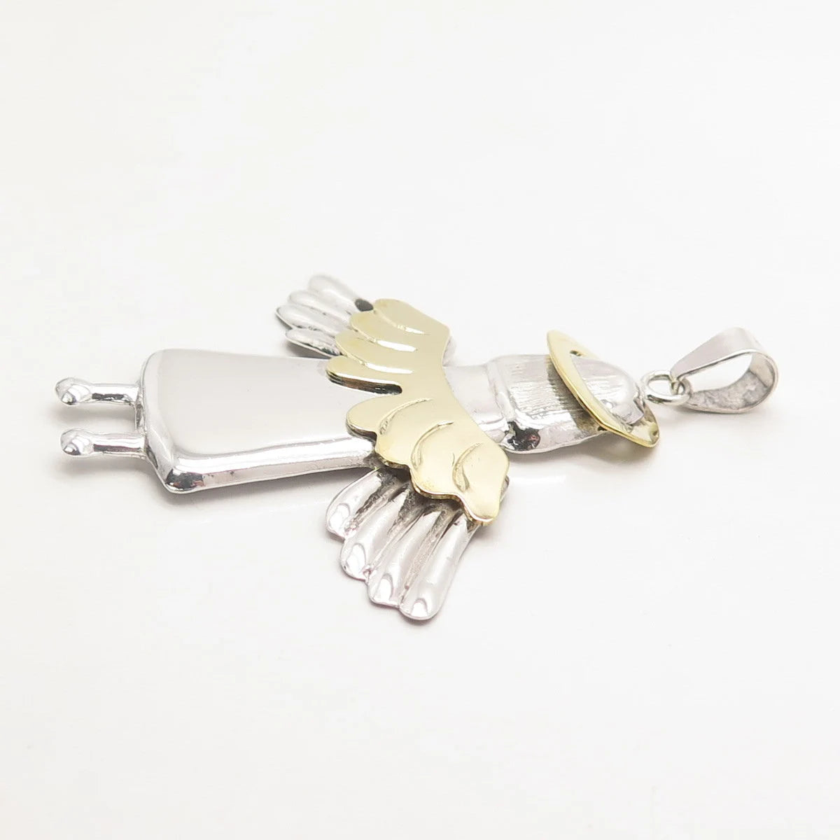 925 Sterling Silver 2-Tone Vintage Angel Pendant