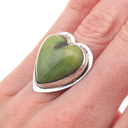 Old Pawn 925 Sterling Silver Vintage Royston Turquoise Heart Tribal Ring Size 6
