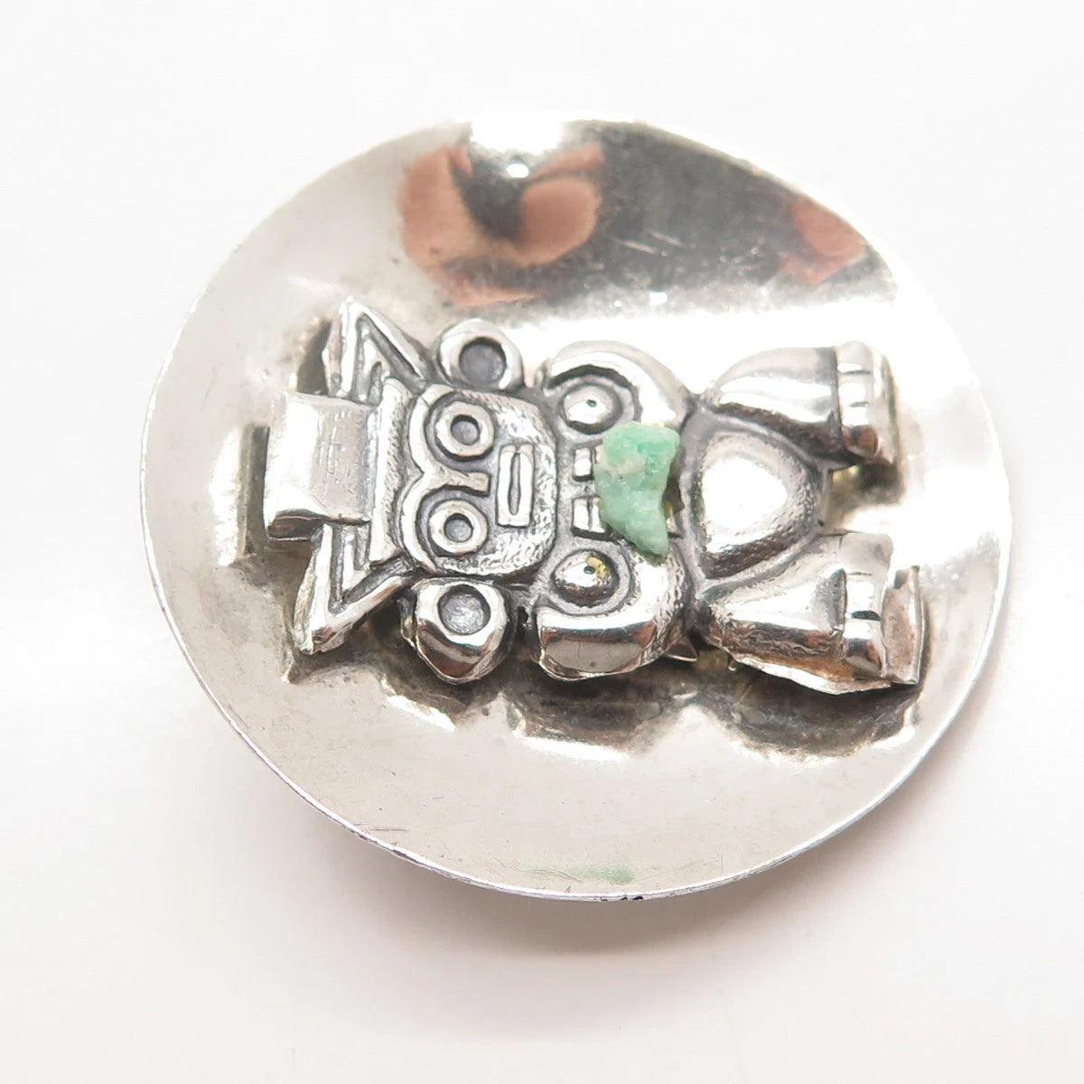 900 Silver Vintage Real Turquoise Gemstone Tribal Pin Brooch
